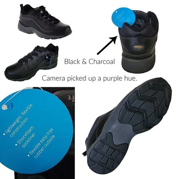 Easy Spirit Black Leather Sneaker NIB - Picture 2 of 2